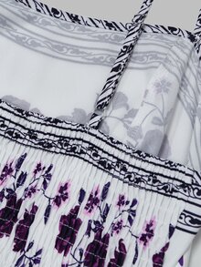 Franclia 大尺碼女款時尚夏季碎花雪紡開襟衫洋裝兩件套 優雅星空風 深紫色全白婚禮茶會正式穿搭 - 彩色 - 查看 8