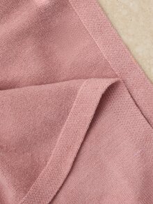 SHEIN Maternity Sweater Loose Fit Batwing Sleeve Oversized Shawl Design Casual Daily Solid Color Knit Cardigan Versatile Sweater Jacket - Dusty Pink - View 6