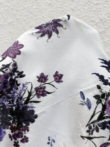 SHEIN Clasi 大尺碼女款花卉印花連帽休閒優雅日常長袖夾克 白色夏季度假外出穿搭 - 紫色 - 查看 10