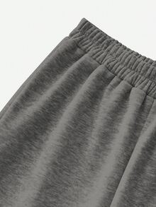 SHEIN LUNE بناطيل رياضية سوداء مبطنة حرارية للنساء ، رمادي داكن ، خريف/شتاء - رمادي غامق - مشاهدة 6