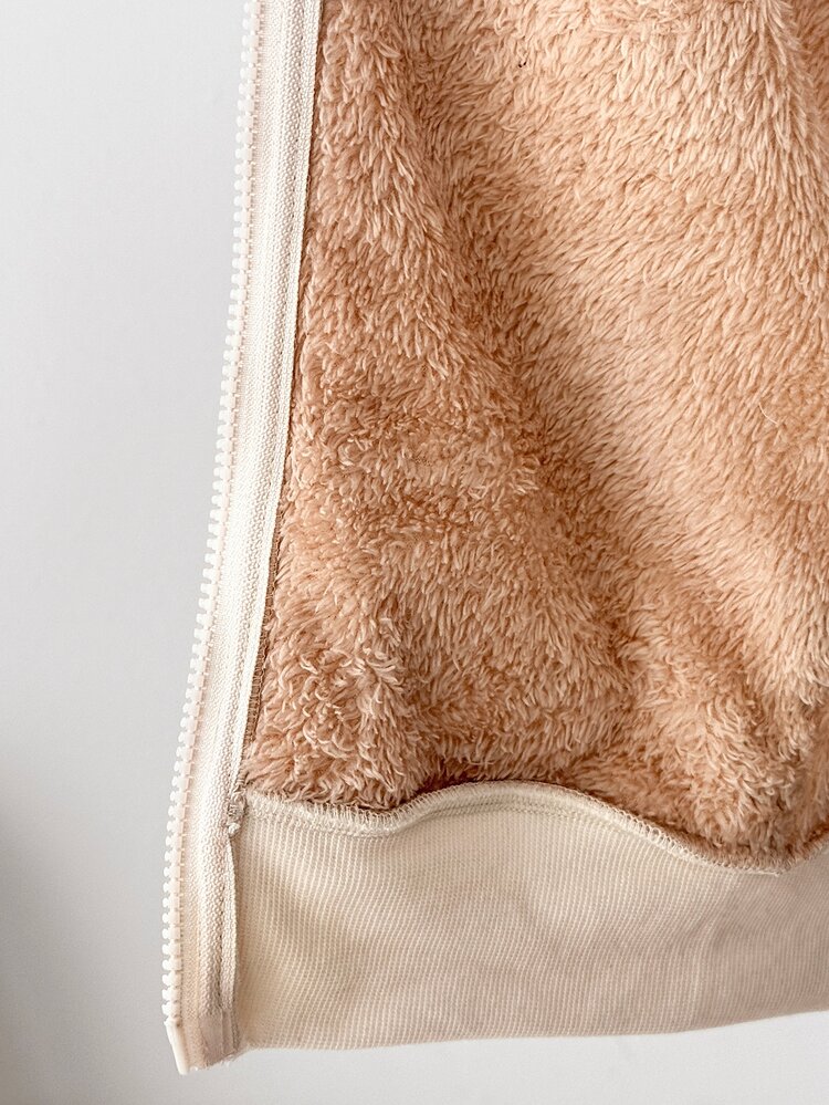 SHEIN Maternity Minimalist Versatile Zip-Up Hooded 3-In-1 Jacket With Pockets Fall - Apricot - View 8
