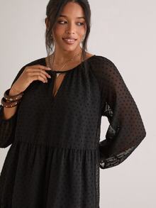 Freevana Plus Size French Vacation Jacquard Long Sleeve Fashion Shirt Fall - Black - View 5