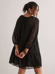 Freevana Plus Size French Vacation Jacquard Long Sleeve Fashion Shirt Fall - Black - View 2