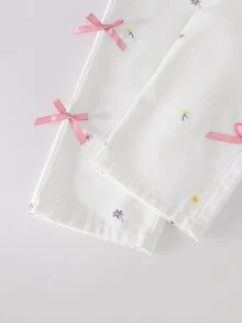 SHEIN 女童牛仔吊帶褲，四季新款，可愛俏皮，復古牛仔女郎西式藍色，基礎簡約彈性腰頭，大口袋 - 白色 - 查看 5