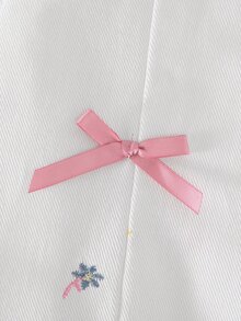 SHEIN 女童牛仔吊帶褲，四季新款，可愛俏皮，復古牛仔女郎西式藍色，基礎簡約彈性腰頭，大口袋 - 白色 - 查看 8
