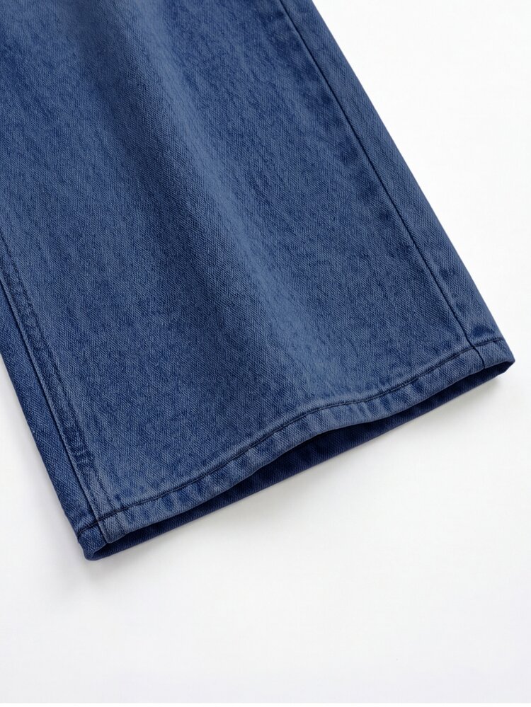 SHEIN Girls' Y2K Retro Washed High Waist Loose Wide Leg Jeans, Light Blue Wash Simple All-Match Versatile Casual Straight Leg Denim Pants Suitable For School, Campus And University Wear - Dark Wash - View 4