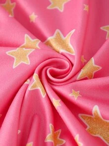 1套女童幼兒甜美可愛休閒日常親膚針織高彈緊身面料夢幻多色獨角獸咖啡蝴蝶結卡通螢光印花UV發光圓領長袖上衣與長褲睡衣家居服2件套 - 彩色 - 查看 9