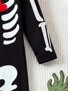Elladie kids Girls' Skull Print Slim Fit Jumpsuit, Soft Fabric, Back Zipper Easy To Wear, Suitable For Halloween, Party, Outing And More - Black - View 7