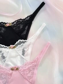 Nora Wilde 3PCS Floral Lace Thong, Soft And Comfortable Fabric, Suitable For Daily Wear, Sweet And Cute, Perfect For Dates And Parties. - Multicolor - View 1