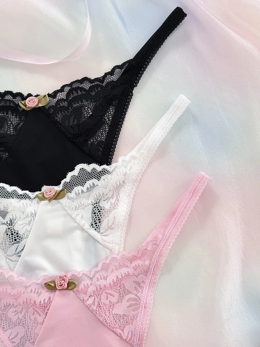 Nora Wilde 3PCS Floral Lace Thong, Soft And Comfortable Fabric, Suitable For Daily Wear, Sweet And Cute, Perfect For Dates And Parties. - Multicolor - View 1