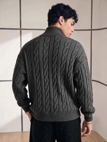 Chillumni Men's Solid Color Minimalist Casual Long Sleeve Sweater - Grey - View 2