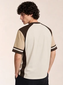 Limitiso Men's Vintage British Earth Tone Pattern Crew Neck Short Sleeve Casual T-Shirt - Multicolor - View 4
