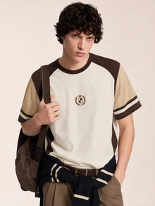 Limitiso Men's Vintage British Earth Tone Pattern Crew Neck Short Sleeve Casual T-Shirt - Multicolor - View 2