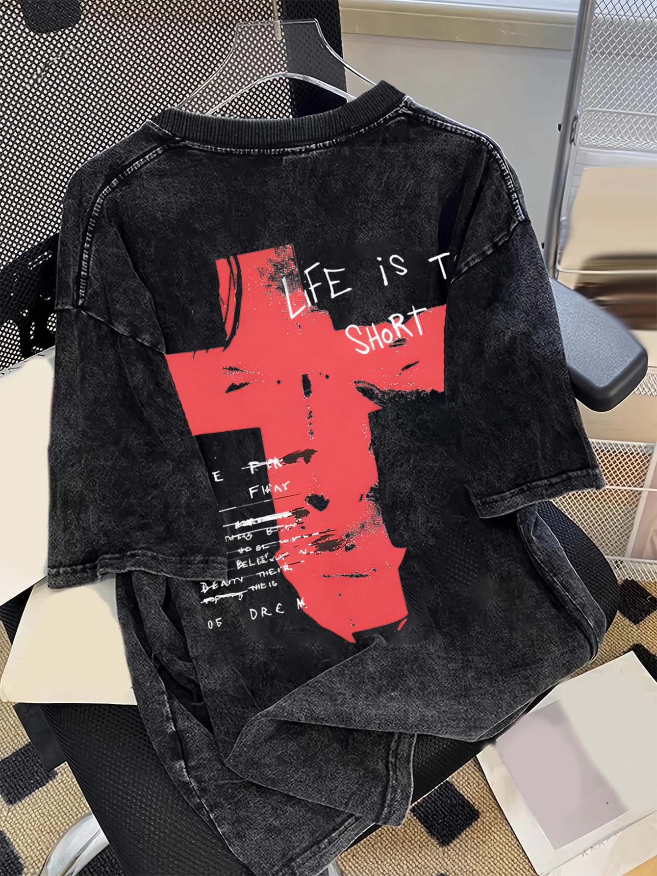Manfinity Roghcode Men's Letter Graphic Casual Daily Short Sleeve T-Shirt - Black - View 1
