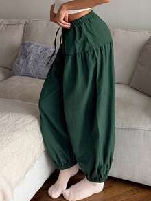 DAZY Women's Casual Drawstring Waist Loose Fit Loungewear Pants Fall - Dark Green - View 6