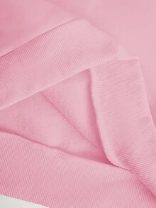 Tween Girls 2pcs/Set Round Neck Casual Everyday Commute School Style 2 In 1 Sweatshirt And Loose Wide-Leg Sweatpants Set, Spring/Autumn, Comfortable - Pink - View 4