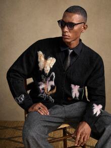 AKNOTIC Brand - Men's Autumn/Winter Fashion Butterfly Cardigan - Black - View 1