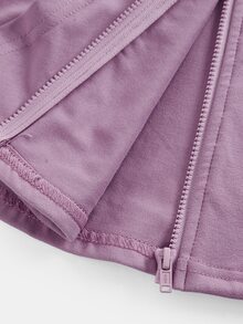 SHEIN Tween Girls Pink Knitted Casual 2-Piece Set With Hoodie, Fashionable Versatile Streetwear - Purple - View 4