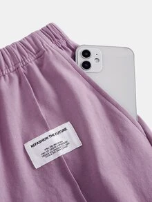 SHEIN Tween Girls Pink Knitted Casual 2-Piece Set With Hoodie, Fashionable Versatile Streetwear - Purple - View 3