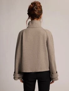SHEIN BAE 女款百搭復古鈕扣長袖商務夾克外套 - 棕色 - 查看 2