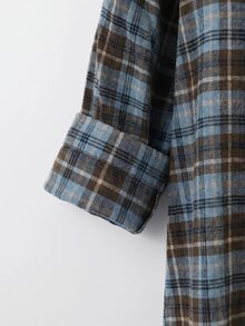 SHEIN CURVE+ 大尺碼女款休閒連帽寬鬆格子襯衫，秋季格子襯衫，萬聖節秋季款 - 彩色 - 查看 5