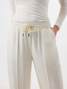 KÆRIA Hus Drawstring Waist Wide Leg Pants Formal Lounge Off-White, Summer, Casual, Minimalist, Modest, Modern, Brunch, Lounge Lounge - White - View 8