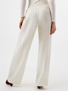KÆRIA Hus Drawstring Waist Wide Leg Pants Formal Lounge Off-White, Summer, Casual, Minimalist, Modest, Modern, Brunch, Lounge Lounge - White - View 2