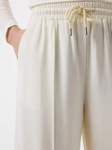 KÆRIA Hus Drawstring Waist Wide Leg Pants Formal Lounge Off-White, Summer, Casual, Minimalist, Modest, Modern, Brunch, Lounge Lounge - White - View 7
