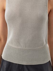 KÆRIA Hus Tanpa Lengan, Kerah Tinggi - Rajutan Lyocell Mengkilap - Abu-abu Muda - Kerah Tinggi, Rajutan, Tank Top, Lapisan, Esensial, Kantor, Musim Gugur, Elegan - Grey - View 7