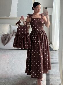 SHEIN 女嬰度假休閒可愛拼色波點細肩帶洋裝 - 彩色 - 查看 3