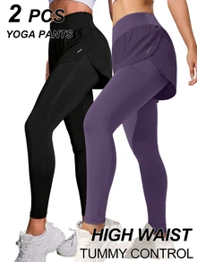 Velisys Velisys 2pcs High Waist Butt Lifting Yoga Workout Leggings - Multicolor - View 1
