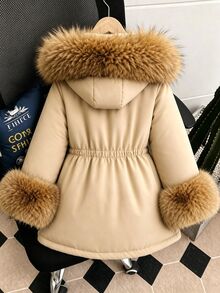 SHEIN Tween Girls Winter Coats - Khaki - View 3