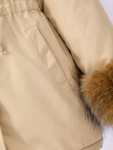 SHEIN Tween Girls Winter Coats - Khaki - View 6
