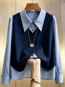 GlowEve Striped Print Button Front Shirt - Multicolor - View 3