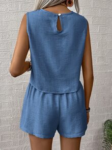 SHEIN LUNE 女士两件套服装 - 藍色 - 查看 2