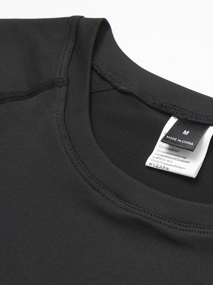 GymBeat Men's Geometric Print Raglan Short Sleeve Casual Fitness Sports T-Shirt, Gym,Cooling,UV Protection,High Stretch,Workout,Outdoor,Training,Running. - Black - View 4