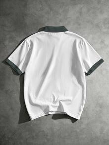 BATMAN X SHEIN Manfinity EMRG 男士深色波浪印花撞色短袖 Polo 衫 - 彩色 - 查看 2