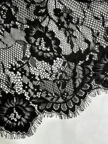 Pariaura Women's New Hollow Back Lace Patchwork Casual Short Sleeve Top - Black - View 7
