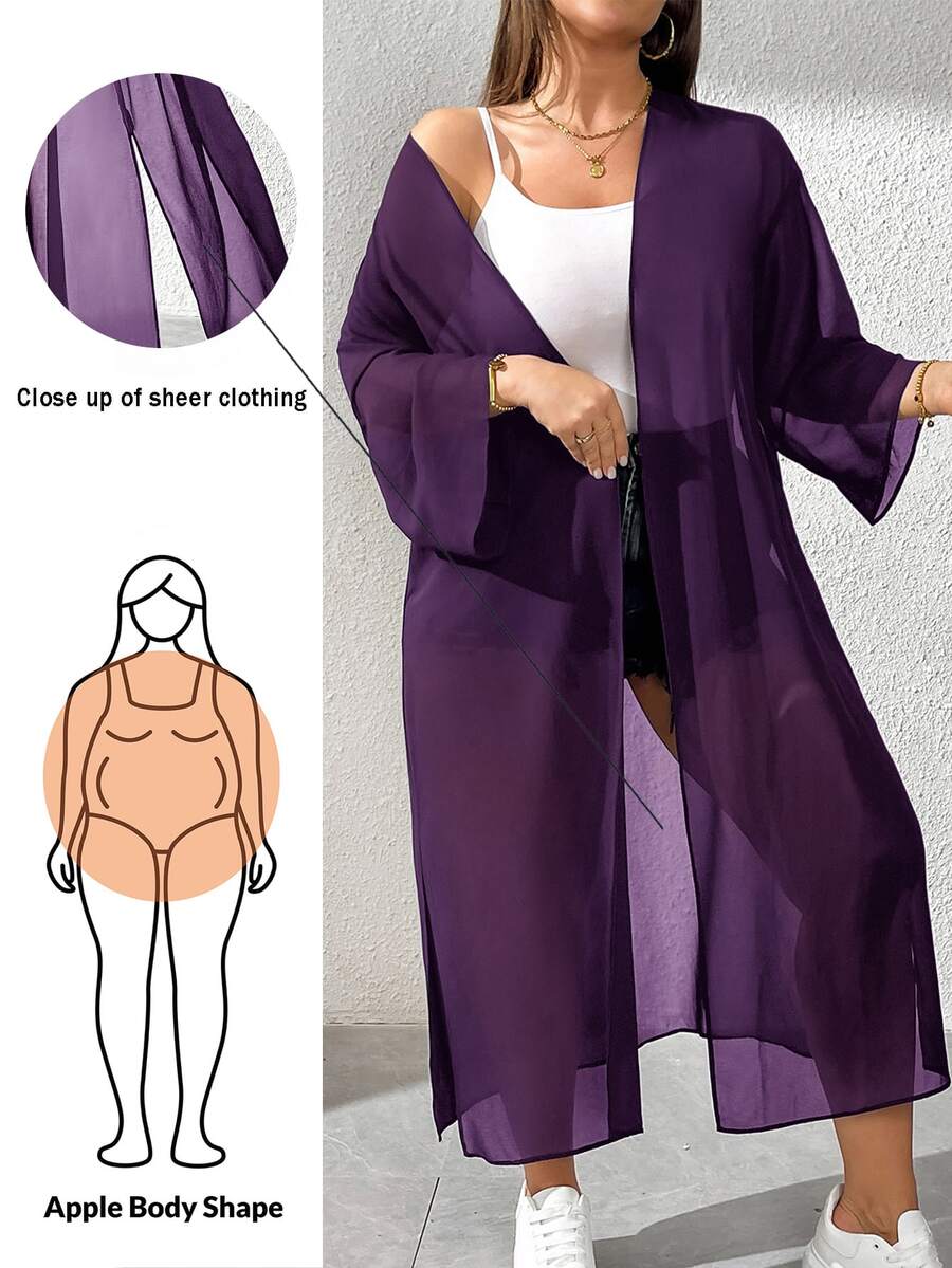 Shapeblank معطف نسائي مقاس كبير لتغطية الشاطئ، صيفي وخريفي، كاجوال عملي، للعطلات والحفلات الموسيقية والمكتب