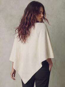 SHEIN PariChic Atasan Rajut Model Cape Warna Polos untuk Wanita, Cocok untuk Perjalanan, Brunch, Pesta Teh, dan Acara Santai Musim Gugur - Aprikot - View 3