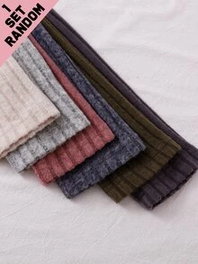 Tween Girl Simple Elegant Multi-Color Solid Fuzzy Ribbed Crew Neck Long Sleeve Top And Long Pants 2-Piece Set, Random 6-In-1 - Multicolor - View 5