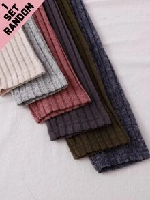 Tween Girl Simple Elegant Multi-Color Solid Fuzzy Ribbed Crew Neck Long Sleeve Top And Long Pants 2-Piece Set, Random 6-In-1 - Multicolor - View 8