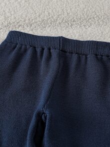 SHEIN 小男孩 2 件套針織套裝，領口 Polo 上衣，拼色米色藍色咖啡色，時尚舒適 + 針織長褲，休閒日常穿著，適合學校、托兒所、旅行、聚會、野餐、派對 - 彩色 - 查看 12