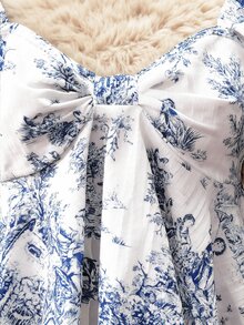 Roelina 休闲碎花花瓣袖女式上衣 - 白色 - 查看 4