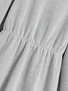 Tween Girls Dress, Light Gray, Slim Fit, Warm For Autumn/Winter, Fashionable & Versatile, Casual, Daily Wear, Ruffle Hem, Elegant, Ditsy Floral, Holiday, Round Neck - Grey - View 6