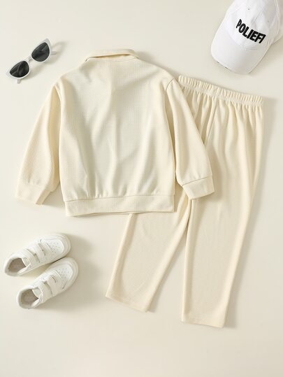 Young Boy Colorblock Patchwork Kids Sweatshirt & Autumn Pants Set