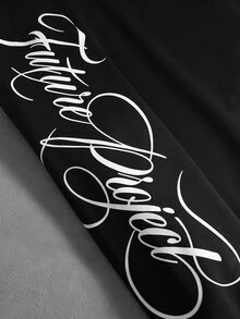 STYNVO Men's Letter Print Hoodie - Black - View 2