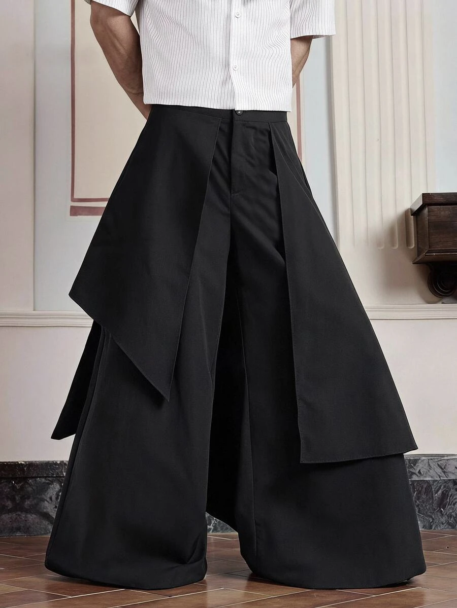 SWAVVY Men's Fashion Commuter Design Pants - Black - View 1