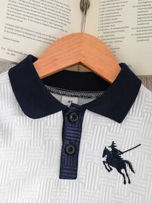 2件組男孩時尚休閒極簡半拉鍊 Polo 領運動衫與長褲運動褲套裝，適合春秋日常穿著，整體設計簡約優雅，舒適時尚，柔軟舒適面料，適合秋冬穿著，適合 4-8 歲男孩日常穿著 - 彩色 - 查看 7