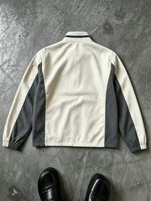 PAVTROS Men's Casual Colorblock Patchwork Jacket, Autumn - Beige - View 2